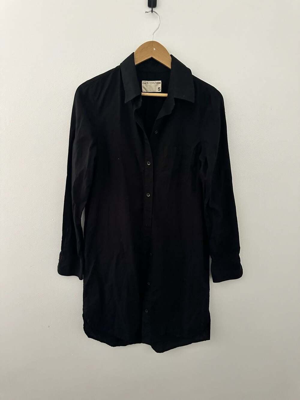 Rag & Bone / JEAN Black Cotton Linen Button Down Shirt Dress Size S